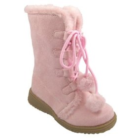 Girl's Pom Pom Tall Boots Faux Suede Fur (Available in Pink, Brown, Black)
